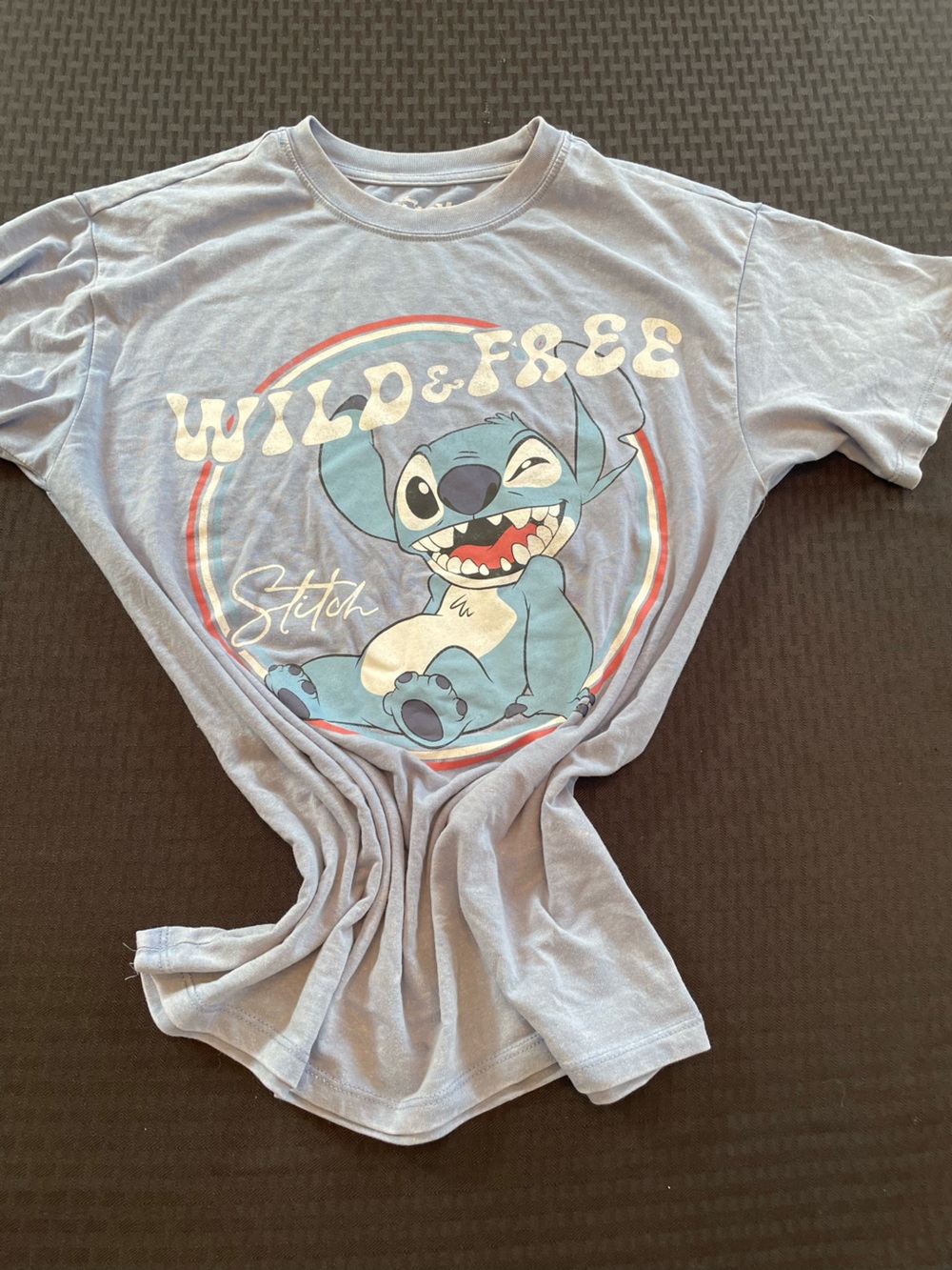 Disney Stitch Graphic Tee in Light Blue with Retro Circle Print